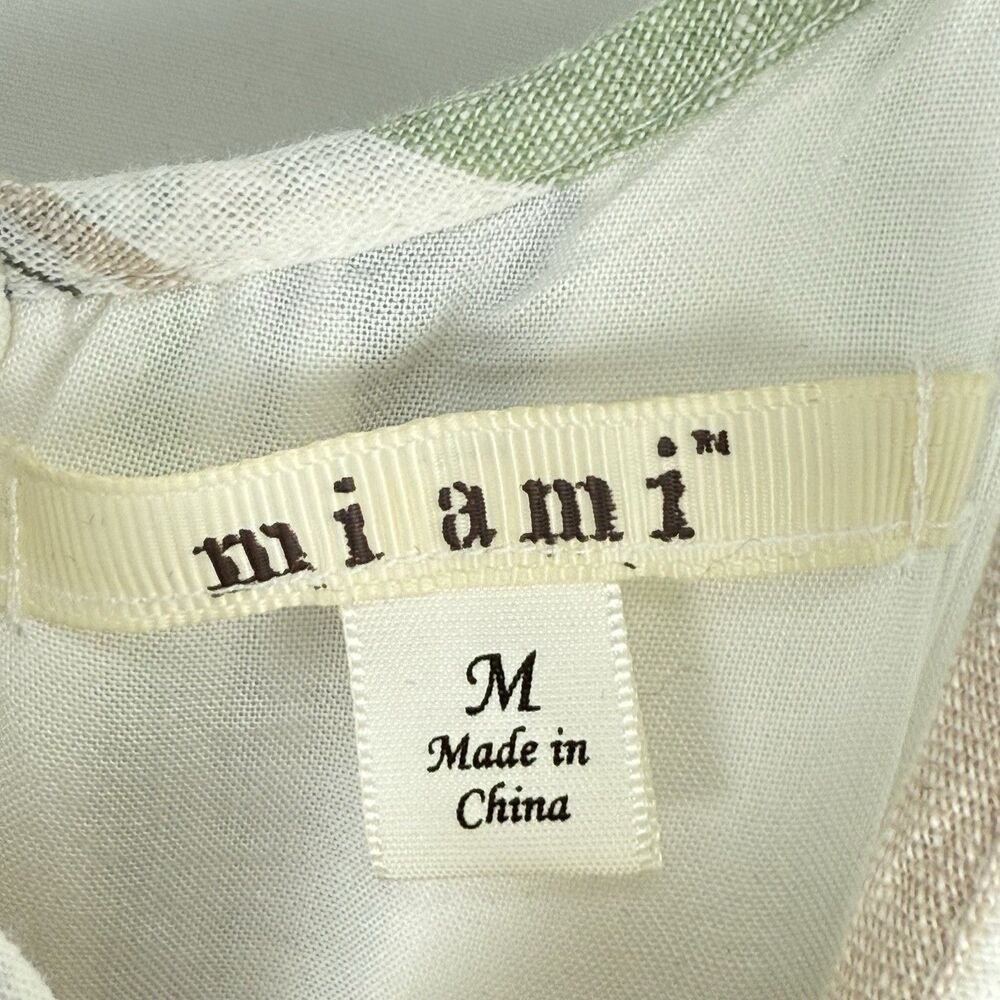 Women's Striped Linen Blend Lined Keyhole Halter Dress Multicolor Size M Miami - Picture 12 of 16